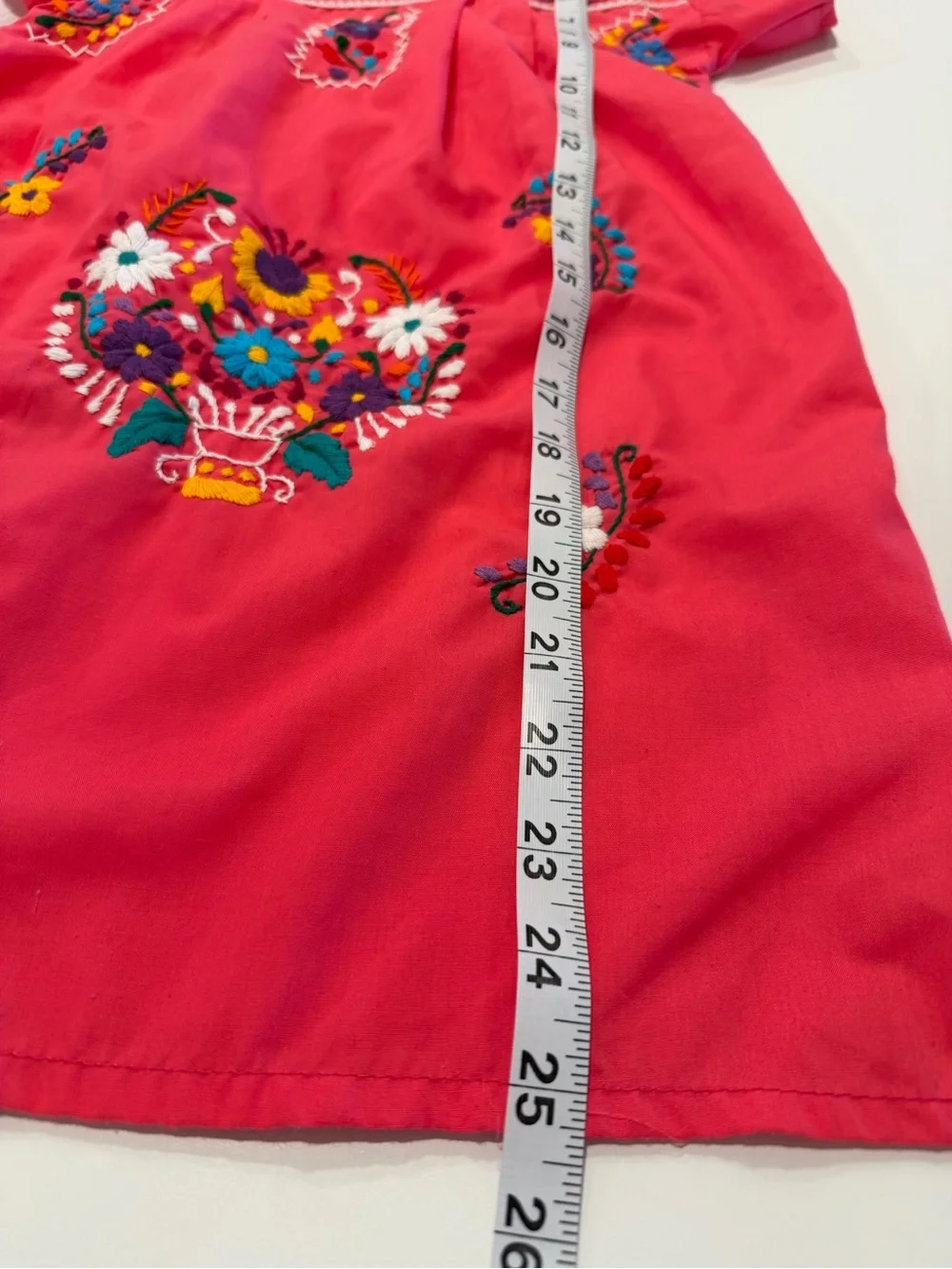 Girls' Pink Embroidered Mexican-Style Dress handmade size 8 pink folk floral